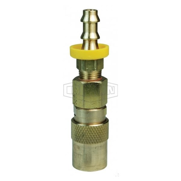 DQC CM Industrial Mold Interchange Valved Coupler, 3/8 in Nominal, Push-Loc Barb, Brass